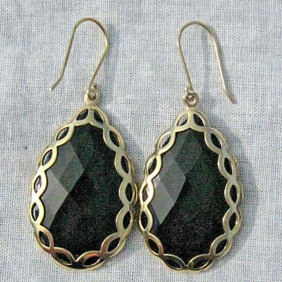 Jewelry - Goldtone Sterling Silver Black Tourmaline …